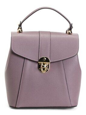 CHEVAL Made In Italy Leather Convertible Backpack With Gold Hardware